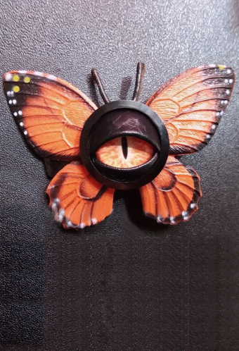 Gothic Hair Ornament Orange Halloween Butterfly Eye Hairpin