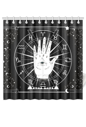 Gothic Black Wise Eye Prints Shower Curtains with Hooks and Grommets 72x72 Inch