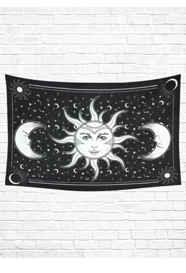 Gothic Black Sun Goddess Tapestry 60x40 Inch
