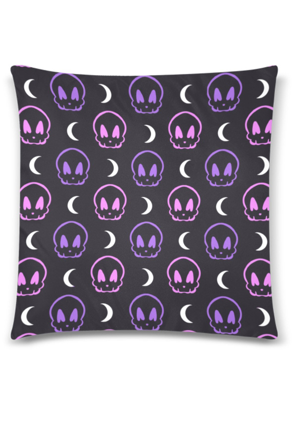 Gothic Black Pastel Skeleton Cozy Throw Pillow Cover 18x18