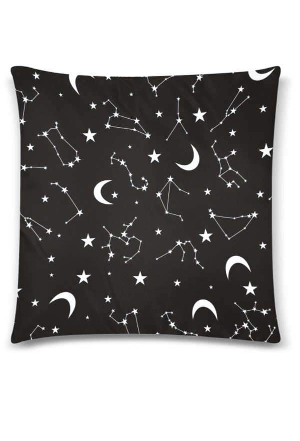 Gothic Black Constellation Cozy Throw Pillow Cover 18x18