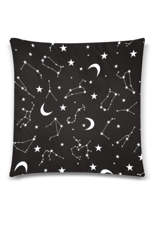 Gothic Black Constellation Cozy Throw Pillow Cover 18x18