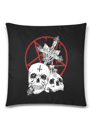Gothic Black Punk Skeleton Cozy Throw Pillow Cover 18x18
