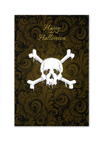 Halloween Gothic Black Gold Skeleton Elements Print Greeting Card
