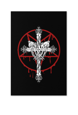 Halloween Gothic Black Punk Cross Elements Print Greeting Card