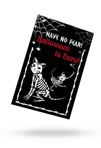 Halloween Gothic Black Skeleton Cat Elements Print Standard Postcard 4x6 Inch