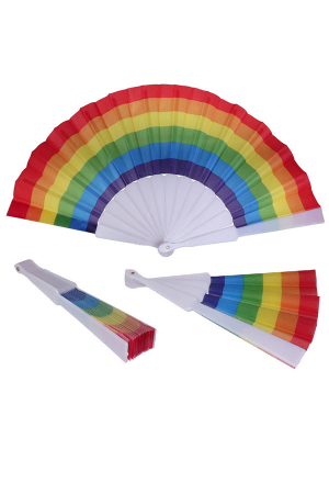 Pride Day Accessory Themed Parties Folding Hand Fan Rainbow Plastic Custom Fan