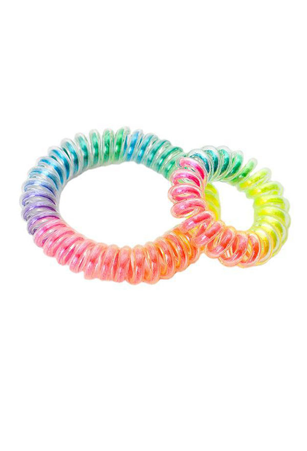 Pride Day Accessory Elastic Hair Tie Rainbow Telephone Wire Large and Small Hair Band 3 Pairs in Total