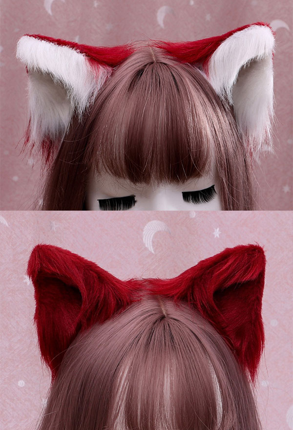 E-Girl Kawaii Halloween Cat Fox Plush Ears Hair Clips Faux Fur Colorful Headdress Cosplay Accessory