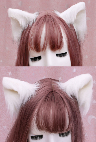 E-Girl Kawaii Halloween Cat Fox Plush Ears Hair Clips Faux Fur Colorful Headdress Cosplay Accessory
