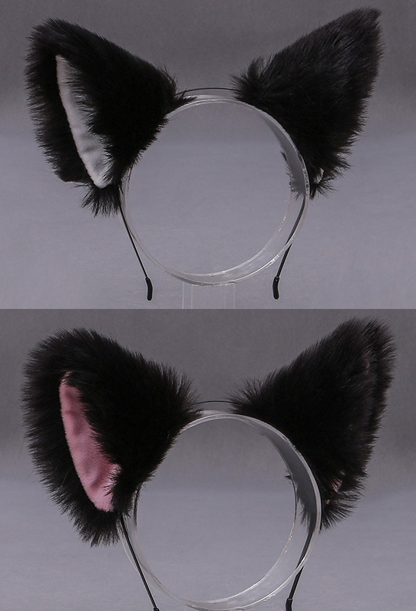 E-Girl Cute Halloween Cat Plush Ears Headband Lolita Style Faux Fur Headdress for Anime Cosplay