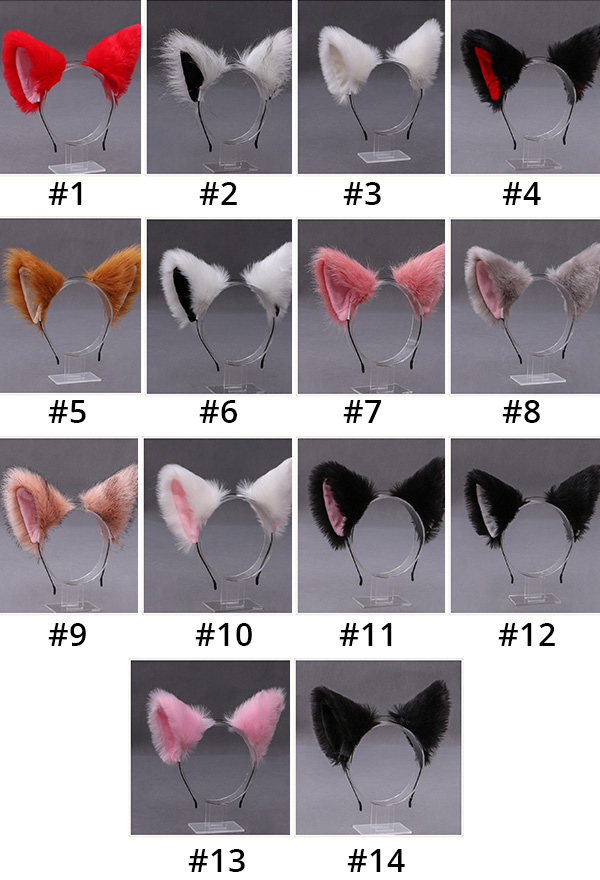 E-Girl Cute Halloween Cat Plush Ears Headband Lolita Style Faux Fur Headdress for Anime Cosplay