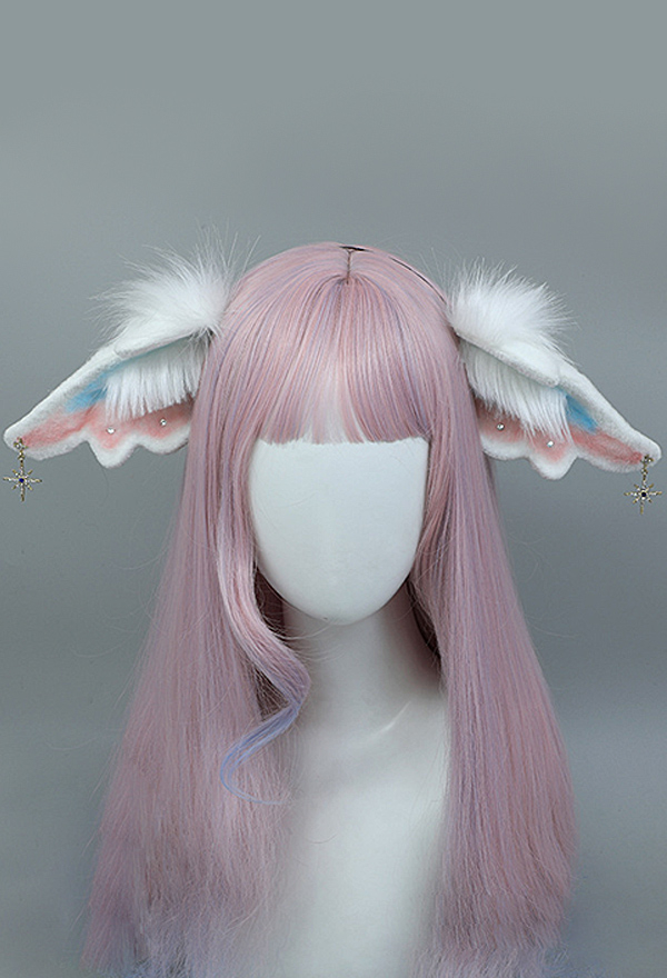 E-Girl Lolita Halloween Cosplay Fairy Plush Ears Hair Clips Cute Colorful Handmade JK Hair Clips