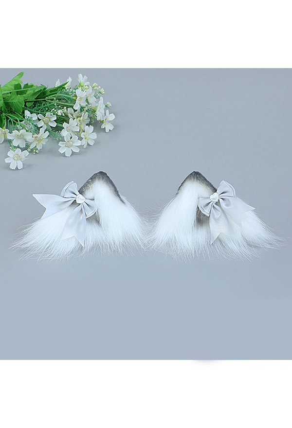E-Girl Lolita Halloween Cosplay Cat Fox Plush Ears Bowknot Decorated Hair Clips Cute Colorful Handmade JK Hair Clips