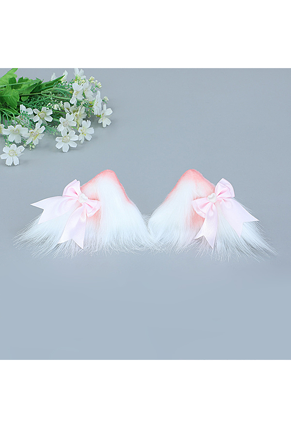 E-Girl Lolita Halloween Cosplay Cat Fox Plush Ears Bowknot Decorated Hair Clips Cute Colorful Handmade JK Hair Clips