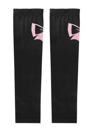 Girl Sweet Pink Bowknot Print Ice Arm Sleeves Black UV Protection Sunproof Sleeves