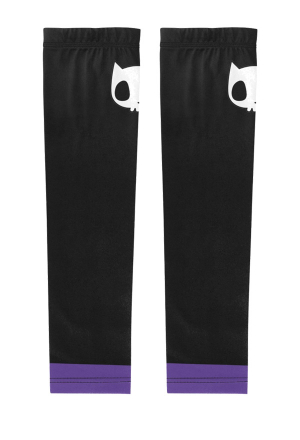 Gothic Girl Evil Skeleton Cat Pattern Arm Sleeves Black Purple UV Protection Sunproof Sleeves