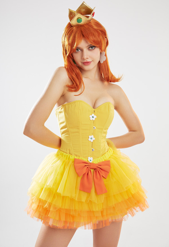 Sun Princess Sexy Yellow Tube Top and Skirt Set with Crown and Gloves
