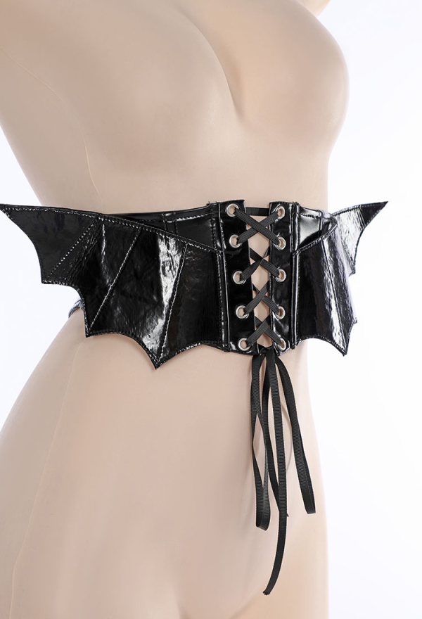 AFTER DUSK Gothic Dark Bat Style Corset Black Bat Wings Style Lace-up Corset