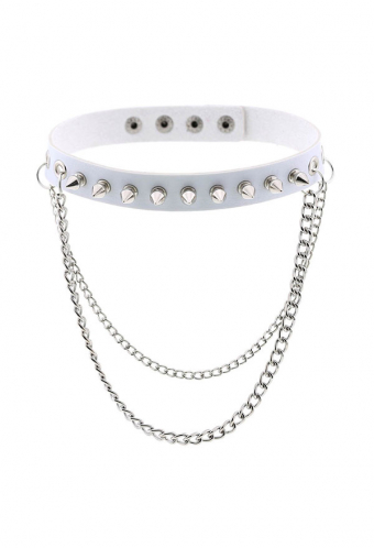 Gothic Rivet Choker Punk Style Clavicle Necklace with Chain