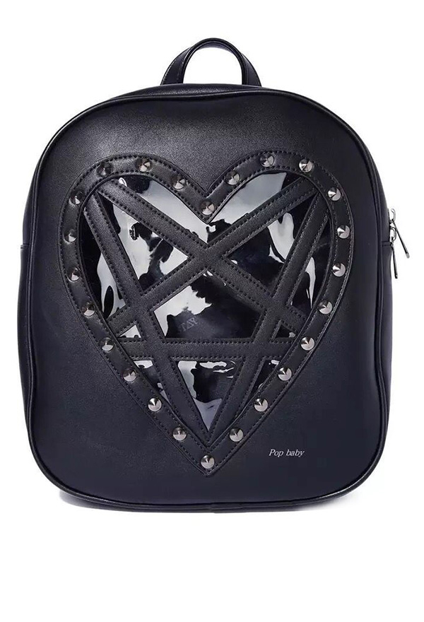 Gothic Backpack School Bag Punk PU leather Bag with Rivets 