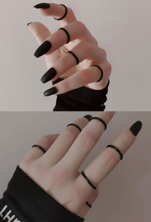 Women's Joint Knot Ring in Gothic Punk Style Stainless Steel Midi Finger Ring Set