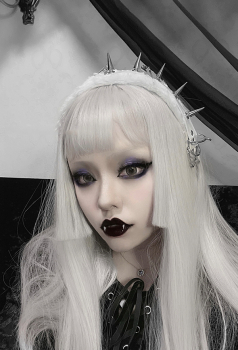 Gothic Girls Hairband Punk Style White Plush Metal Rivets Headdress