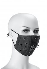 Gothic Punk Rave Rivet Face Mask Steampunk Style Black Faux Leather Skull Drawstring Head Mask