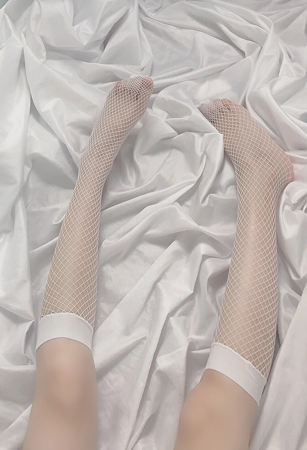 Halloween Gothic Lolita Fishnet Mid Calf Length Socks Dark Style Black and White Cute Mesh Socks for Women