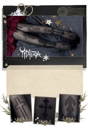 Halloween Gothic Lolita Long Thigh High Socks Dark Style Cross Pattern Over The Knee Sheer Thin Stockings for Women