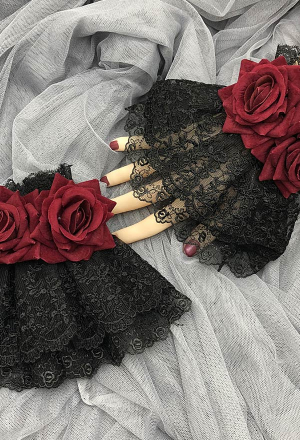Gothic Dark Lolita Rose Lace Wristband