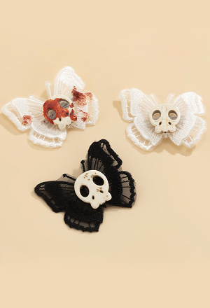 Gothic Punk Skull Butterfly Hairpin Halloween Accessory