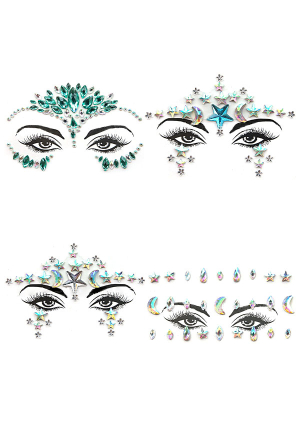 Halloween Face Jewels Festival Women Mermaid Face Gems Glitter A 4 Sets