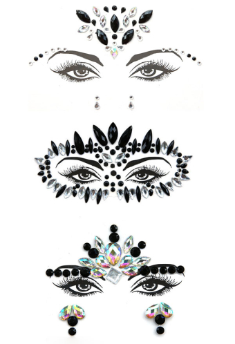 Halloween Face Jewels Festival Women Mermaid Face Gems Glitter C 3 Sets