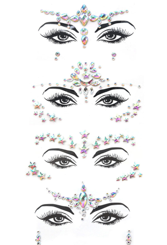 Halloween Face Jewels Festival Women Mermaid Face Gems Glitter D 4 Sets