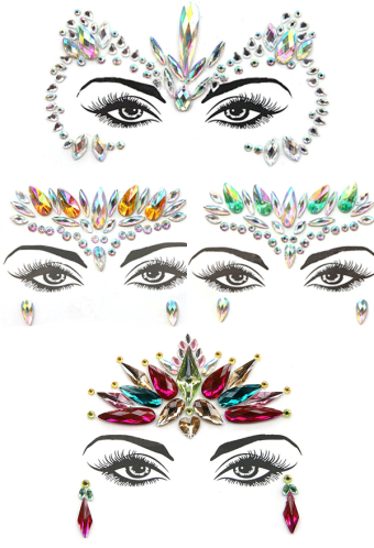 Halloween Face Jewels Festival Women Mermaid Face Gems Glitter E 4 Sets