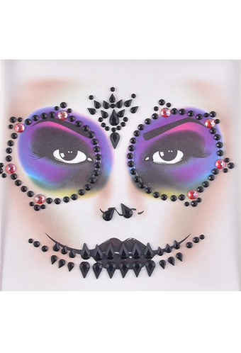 Halloween Face Jewels Festival Women Skeleton Face Gems Glitter 3 Sets