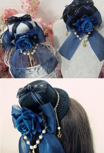 Gothic Lolita Rose Top Hat with Hair Ornament