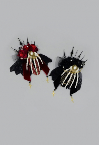Gothic Lolita Brooch Hair Ornament Hand Bones Accessory