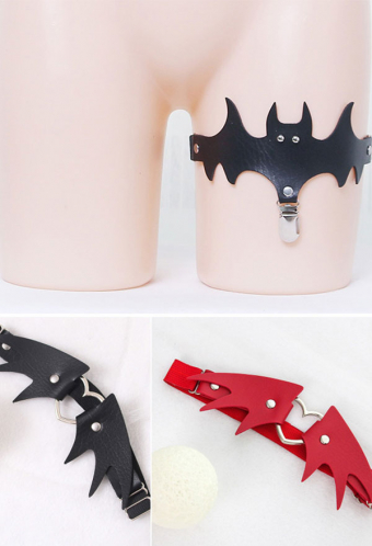 Gothic Heart Leg Harness Leather Bat Leg Harness