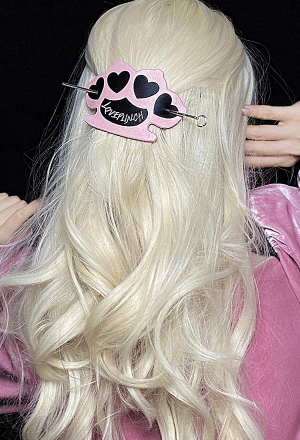 Gothic Cute Pink Black Cat Paw Shapr Hairpin Head Accessory