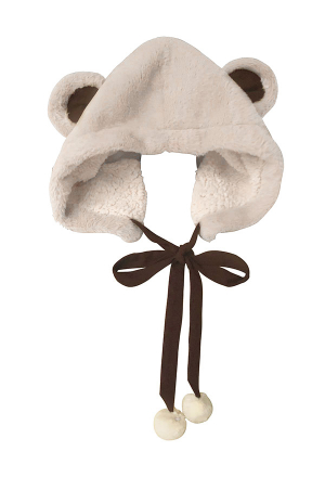 Lolita Kawaii Bear Ear Hat Bear Chocolate Milktea Brown Rabbit fur Hat