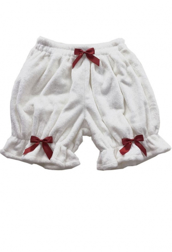 Lolita Pumpkin Pants Coral Fleece Safety Leggings Short Pants with Bows