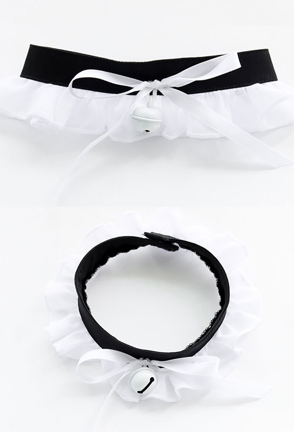 Kawaii Bow Choker Cute Elegant Chiffon Necklace with Ring