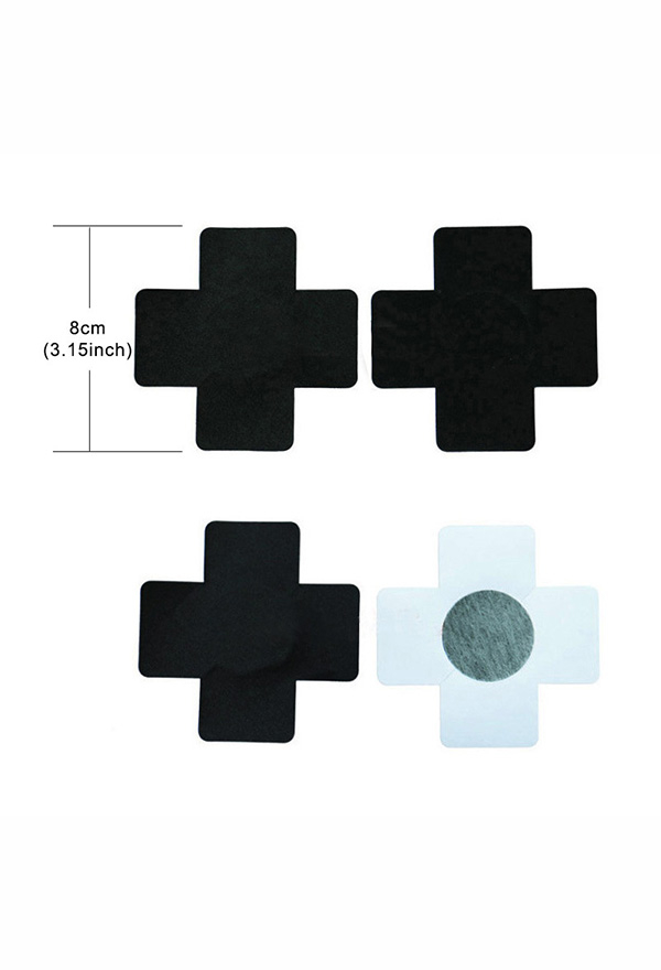 Black Disposable Ultra-Thin Cross Shape Nipple Covers 10 Pairs