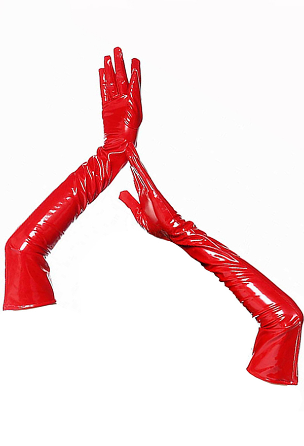 Sexy PU Leather Elastic Shiny Long Gloves