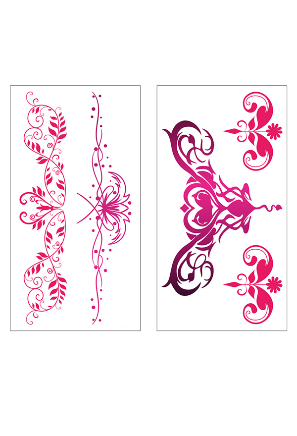 Allure Love Halloween Sexy Pink Waterproof Temporary Body Tattoo Stickers 24 Sheets