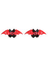 Gothic Punk Cross Shaped Bat Wings Devil Eye Decorated Nipple Cover Breast Pasties 1 Pairs