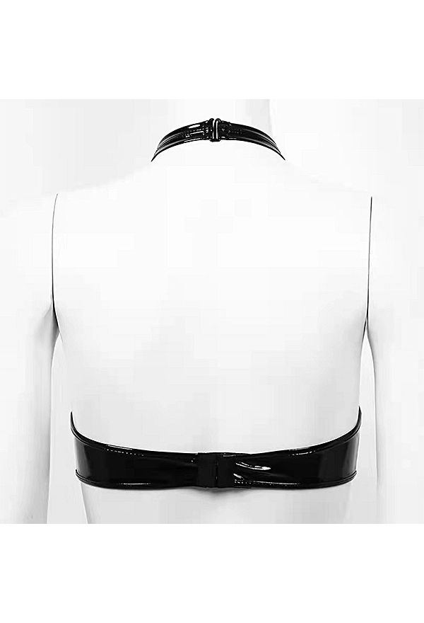 Women Gothic Sexy Black Halter Backless Cutout Bra