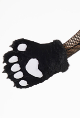 Black White Kawaii Furry Paw Gloves Animal Claws Short Fluffy Gloves Cosplay Accessory